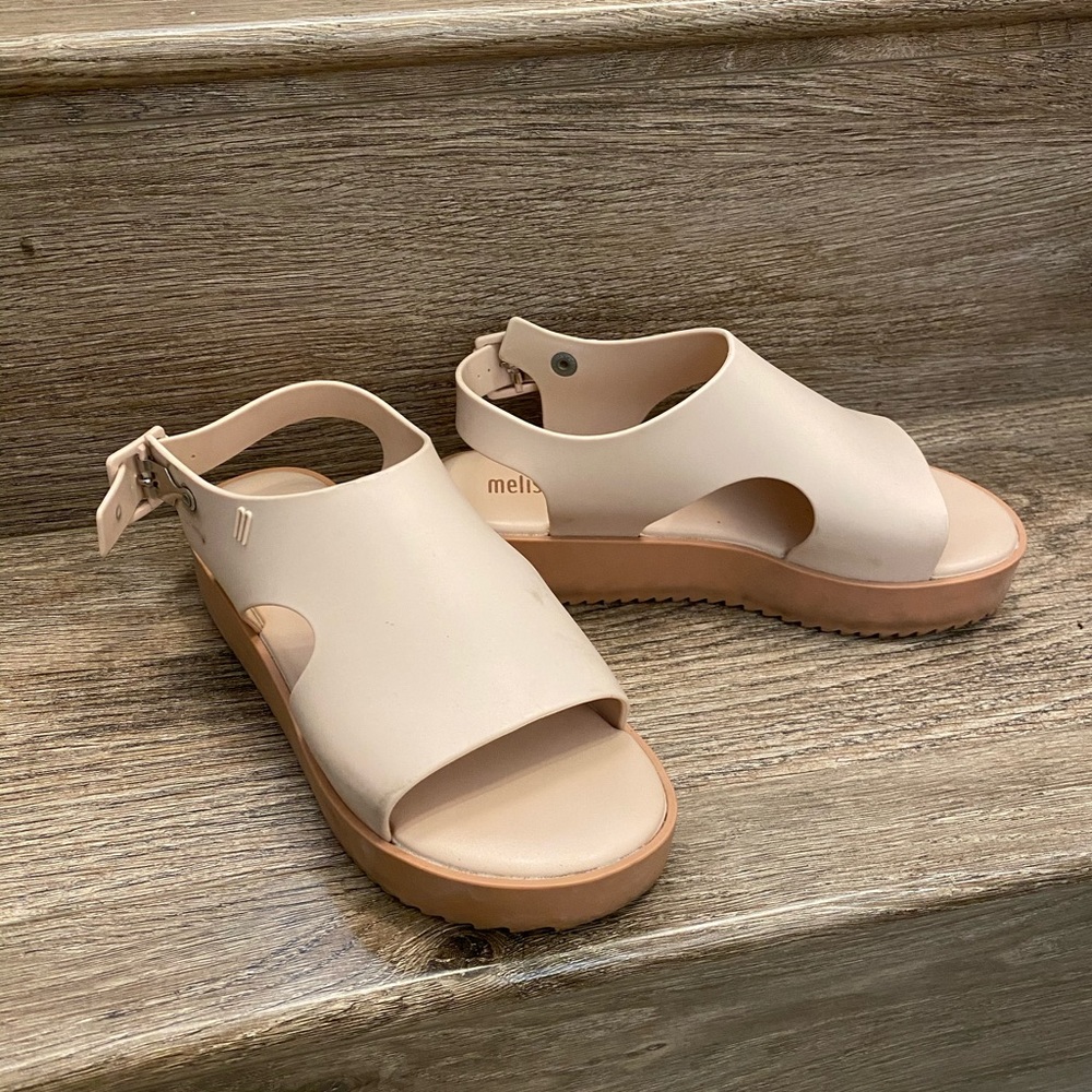 Melissa Nude Platform Sandals with Tan Sole